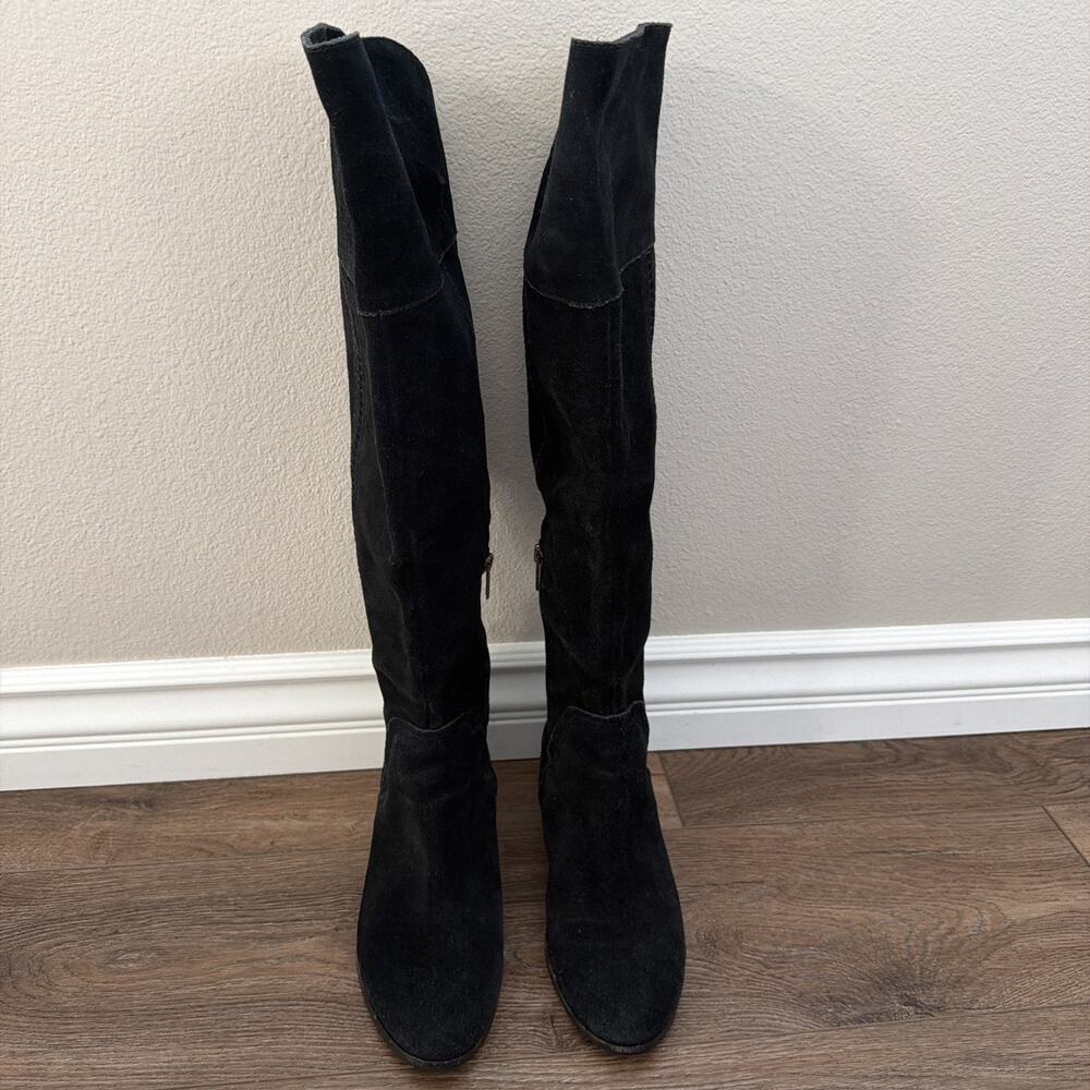 Vince Camuto Kochelda Over the Knee Boot Womens 9.5 Black Suede Side Zip Edgy - Picture 2 of 13